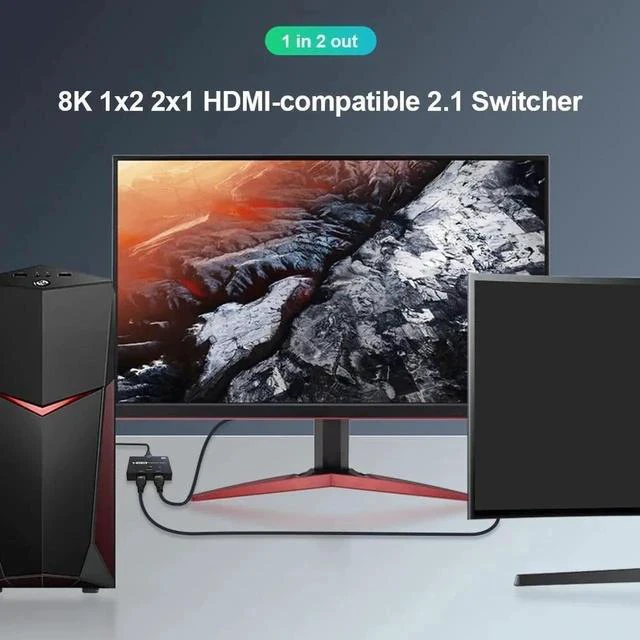 Alt view image 3 of 7 - Bi-Directional HDMI 2.1 Switch 2-in-1 / 1-in-2, 8K@60Hz 4K@120Hz Ultra HD Video Switch Adapter for PS5 PS4 Xbox TV Box HDTV Projector