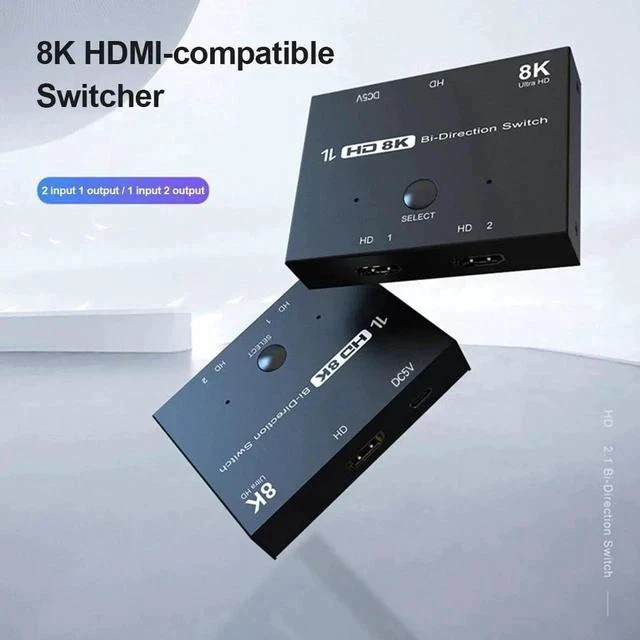 Alt view image 6 of 7 - Bi-Directional HDMI 2.1 Switch 2-in-1 / 1-in-2, 8K@60Hz 4K@120Hz Ultra HD Video Switch Adapter for PS5 PS4 Xbox TV Box HDTV Projector