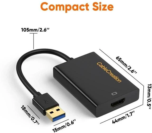 Alt view image 4 of 6 - USB 3.0 to HDMI Adapter Built-in DisplayLink Chip, External USB Graphics Video Converter, Black Multi-Monitor Display Extender Compatible with Windows 11/10 & macOS