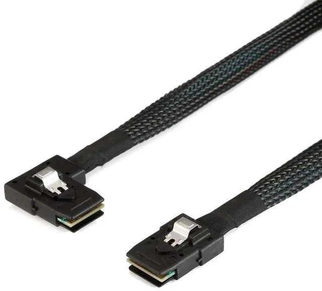 Main image of 80cm Ultra Slim Flat SFF-8087 to SFF-8087 Mini SAS Cable, 36Pin Left 90 Degree Angled Server RAID Data Cable for Storage Backplane & PCIe RAID Controller