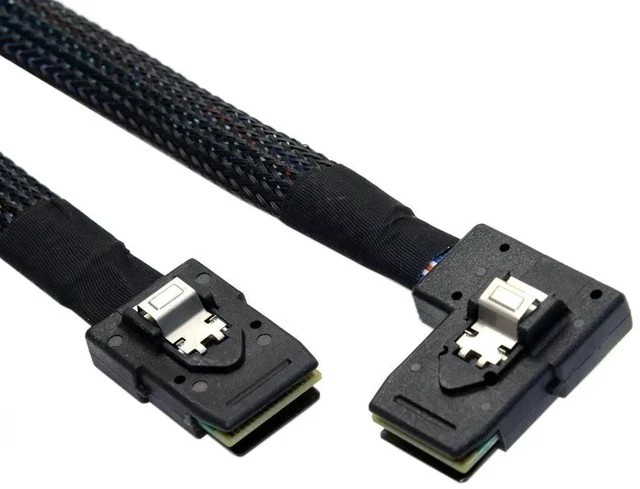 Alt view image 2 of 6 - 80cm Ultra Slim Flat SFF-8087 to SFF-8087 Mini SAS Cable, 36Pin Left 90 Degree Angled Server RAID Data Cable for Storage Backplane & PCIe RAID Controller