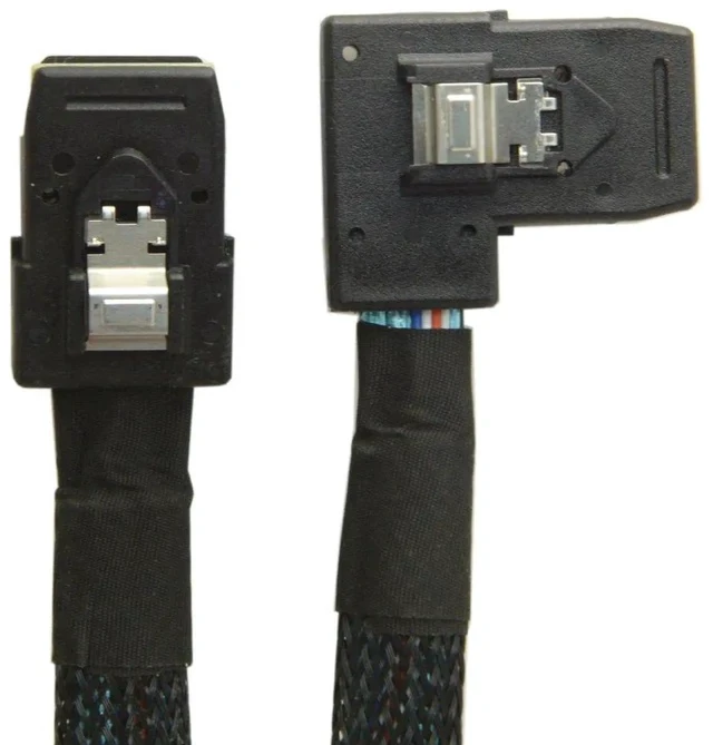 Alt view image 3 of 6 - 80cm Ultra Slim Flat SFF-8087 to SFF-8087 Mini SAS Cable, 36Pin Left 90 Degree Angled Server RAID Data Cable for Storage Backplane & PCIe RAID Controller