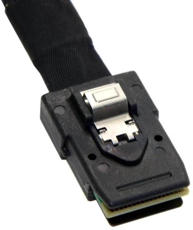 Alt view image 5 of 6 - 80cm Ultra Slim Flat SFF-8087 to SFF-8087 Mini SAS Cable, 36Pin Left 90 Degree Angled Server RAID Data Cable for Storage Backplane & PCIe RAID Controller
