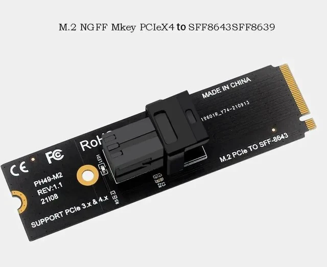 Alt view image 5 of 5 - PH49-M2 M.2 M-Key PCIe 4.0 Adapter Card, 2280 NGFF M.2 to SFF-8643 / SFF-8639 U.2 NVMe Storage Converter, Compatible PCIe X4/X8/X16 Gen3.0/Gen4.0 Server Extension Dongle