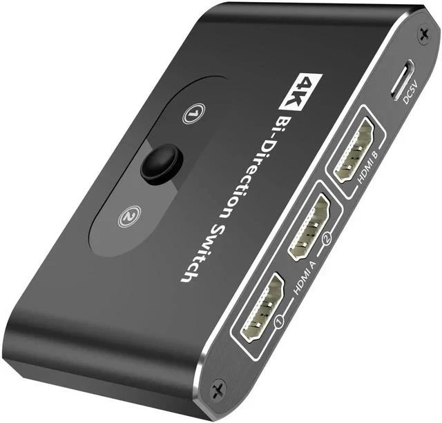Main image of Bi-Directional HDMI Switch Splitter Aluminum Housing, 2 in 1 Out / 1 in 2 Out Manual HDMI Hub 4K@60Hz, HDCP Compliant, Compatible with PS5 PS4 PS3, Xbox, Blu-Ray Player, Fire Stick, Computer, Projecto