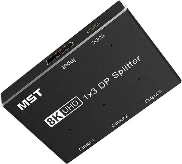Alt view image 7 of 7 - 1 in 3 Out DisplayPort Splitter Hub, 8K@30Hz 4K@120Hz DP MST SST Converter Adapter, 1x3 DP Splitter for Ultra HD Source to 3 Monitors