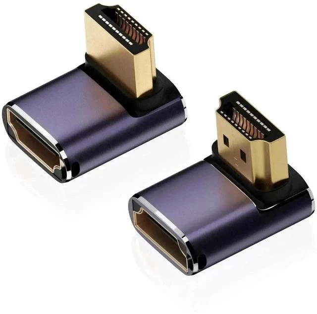 Main image of 2 Pack Aluminum Alloy HDMI 2.1 Angle Adapter, 90° Up/Down & 270° Male to Female 8K HDMI Extender Connector