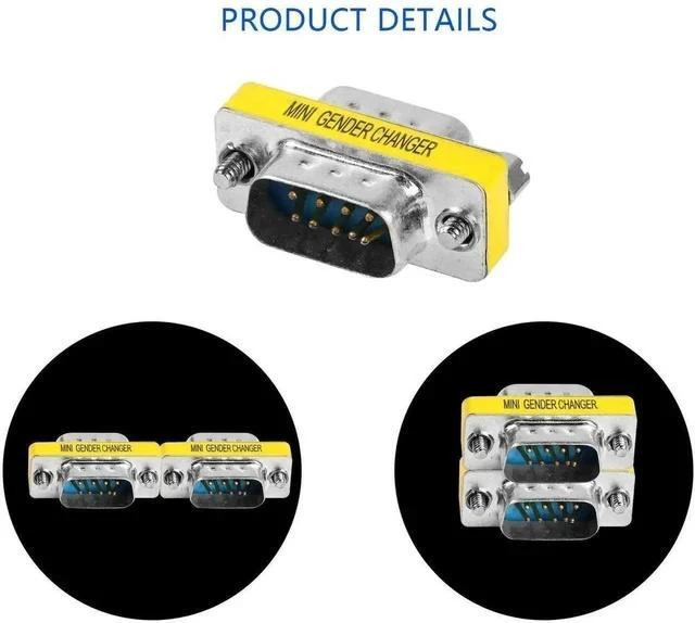 Alt view image 7 of 7 - 4 Pack DB9 Male to Male RS232 Serial Gender Changer, D-SUB 9Pin Serial Port Coupler Adapter for PLC, POS, Industrial Controllers & Testing Equipment
