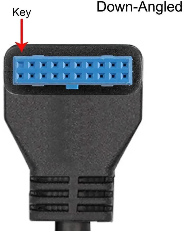 Alt view image 6 of 7 - Down 90 Degree Angled USB 3.0 Front Panel Cable, Single USB-A Female Screw Mount Bracket to Motherboard 20Pin Internal Header
