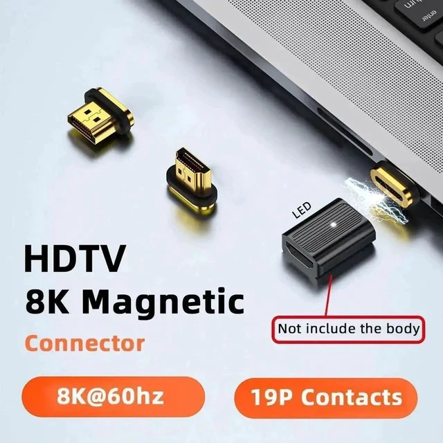 Alt view image 5 of 6 - Magnetic HDMI 2.1 Adapter with 19Pin Full Contacts, Support 8K Video Signal Magnetic HDMI Connector for Laptops, HDTV, Monitors
