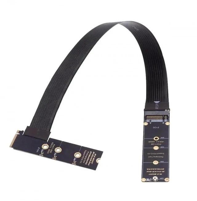 Main image of 30cm 90 Degree Right Angle M.2 NGFF M-Key NVMe Male to Female Extension Cable, PCIe 4.0 x4 64Gbps SSD Riser Adapter Supports 2230/2242/2260/2280 NVMe SSD for Motherboard PC Gaming Workstation