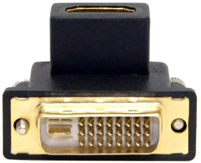 Main image of 90° Upward Angled DVI Male to HDMI Female Bidirectional Adapter, Gold-Plated HDMI DVI-D Video Converter for PCs, Monitors, HD TVs & Projectors