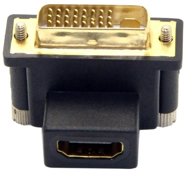 Alt view image 7 of 7 - 90° Upward Angled DVI Male to HDMI Female Bidirectional Adapter, Gold-Plated HDMI DVI-D Video Converter for PCs, Monitors, HD TVs & Projectors