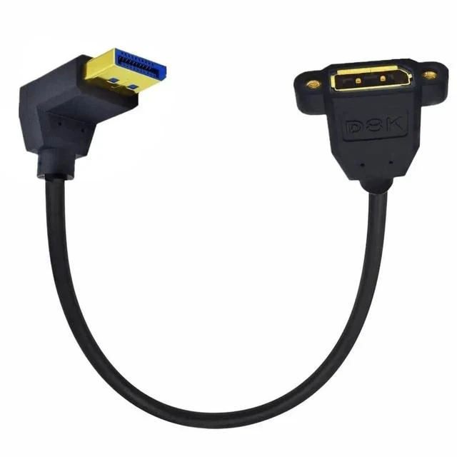 Main image of 90 Degree Downward Angled DP Male to Female Extension Cable, 8K High Bandwidth DisplayPort Extender Cord for Gaming GPU, Monitor & Desktop PC