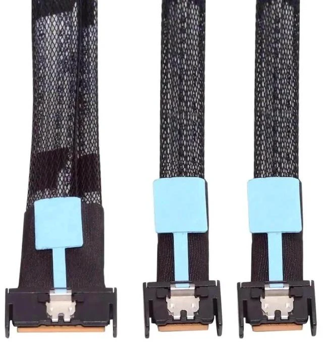 Main image of 0.5M PCIe 5.0 MCIO Splitter Data Cable, SFF-TA-1016 Mini Cool Edge IO 74Pin 8X Male to Dual 38Pin 4X Male Extension Cable