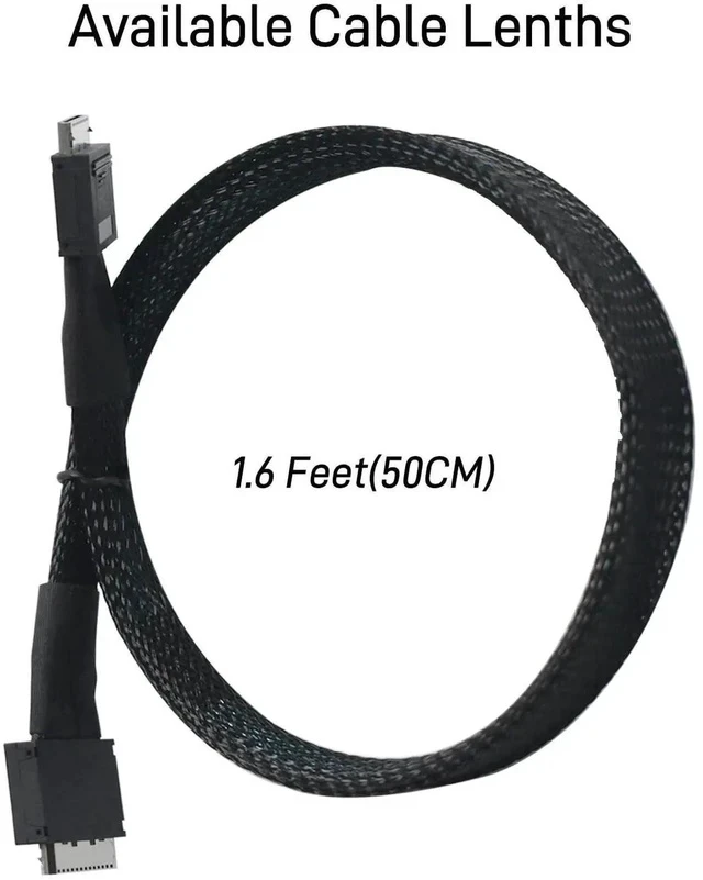 Alt view image 2 of 7 - 50cm/1.6FT OCuLink PCIe 4.0 Cable, Dual SFF-8611 8i Male to Male High-Speed Server Storage Interconnect Cable