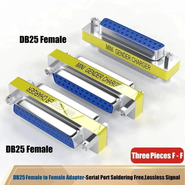 Alt view image 2 of 6 - 6-Pack DB25 RS232 Serial Gender Changer Coupler Adapters, 25Pin Female to Female & Male to Male Mini DB25 Serial Connector for Serial Devices, Industrial Controllers, POS Machines