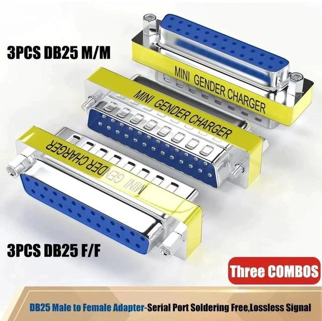 Alt view image 6 of 6 - 6-Pack DB25 RS232 Serial Gender Changer Coupler Adapters, 25Pin Female to Female & Male to Male Mini DB25 Serial Connector for Serial Devices, Industrial Controllers, POS Machines