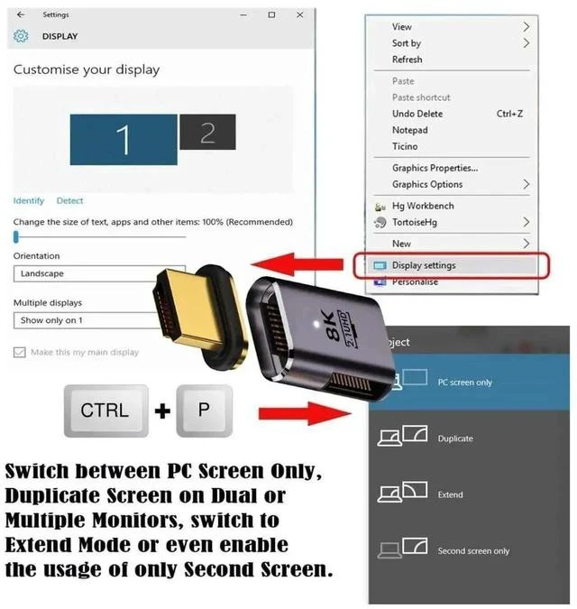 Alt view image 4 of 5 - Magnetic 90 Degree Left Side HDMI 2.1 Adapter, 48Gbps High Speed Gold-Plated HDMI Male to Female Gender Changer Support 8K@60Hz, 4K@120Hz for TV, Monitor, Game Console
