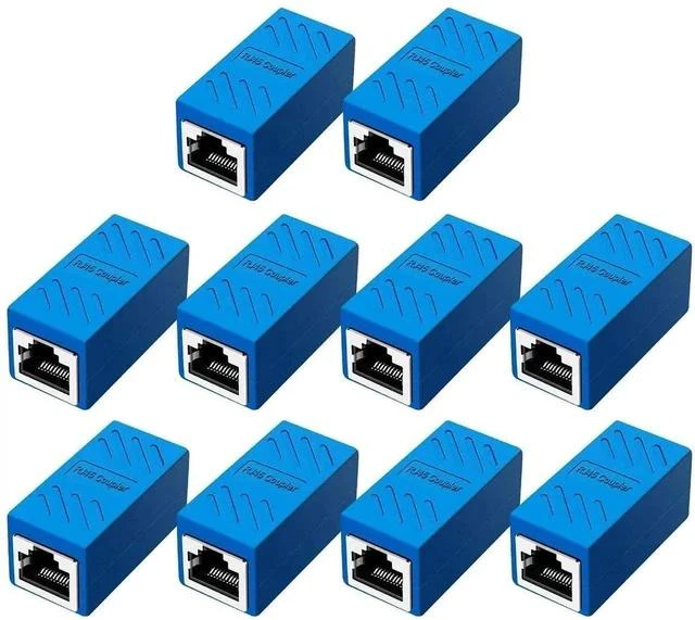 Main image of 10 Pack Blue Ethernet Coupler, Female to Female RJ45 Inline Extender Connector, Cat5e Cat5 Cat6 Cat7 Ethernet Cable Joiner for LAN Cable Extension