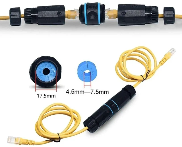Alt view image 5 of 7 - 10 Pack IP68 Waterproof RJ45 Shielded Coupler, Pure Copper Female to Female LAN Cable Extension Connector, Outdoor Dustproof Waterproof Ethernet Coupler Compatible with Cat5 Cat5e Cat6 Cat7 Cat8 Netwo