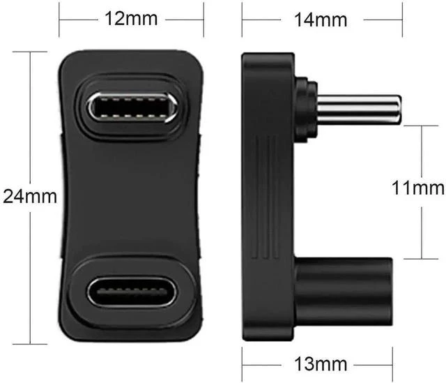 Alt view image 3 of 6 - 2 Pack 180 Degree U-Shaped USB C Adapter, 10Gbps Data 100W PD Fast Charging Type-C Male to Female Elbow Connector for Steam Deck Switch Laptops Phones