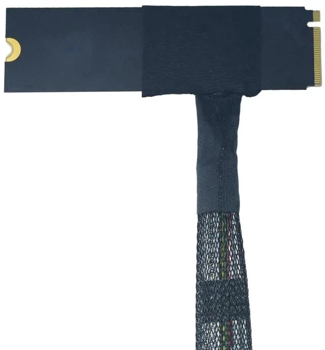 Alt view image 2 of 5 - PCIe 5.0 M.2 to U.2 Adapter Cable, M.2 NVMe to SFF-8639 U.2 SSD Converter Cord with 15Pin SATA Power, Bottom Side Exit Design, 50cm/1.6ft Length for Servers Workstations NAS Storage