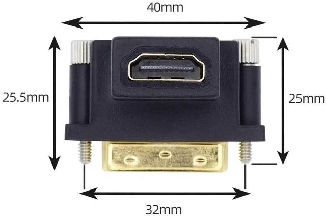 Main image of 2-Pack 90 Degree Angled DVI Male to HDMI Female Bidirectional Adapter, Gold-Plated HDMI-DVI Digital Converter for PCs, Monitors, HD TVs, Projectors