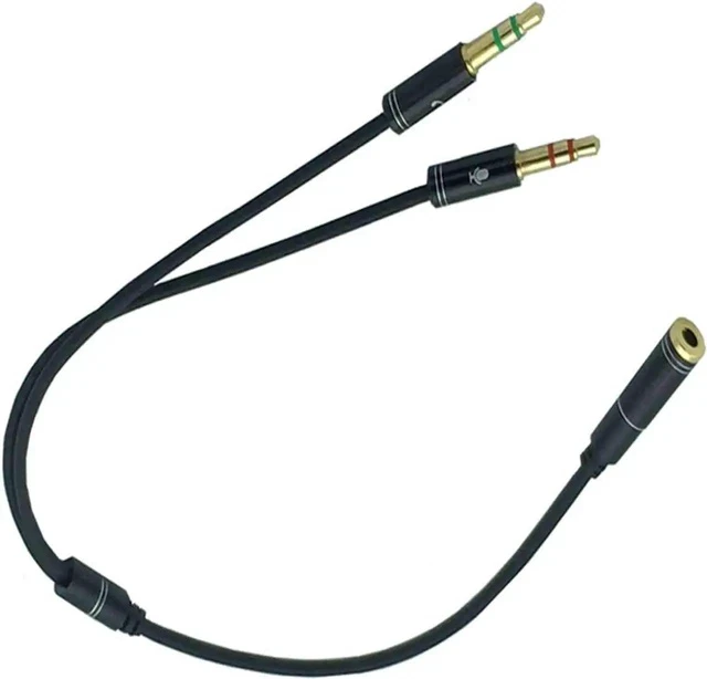 Alt view image 2 of 6 - 3.5mm AUX Audio Mic Splitter Cable, 1 Female to 2 Male Headphone Microphone Y Adapter Cable, 1 Pack