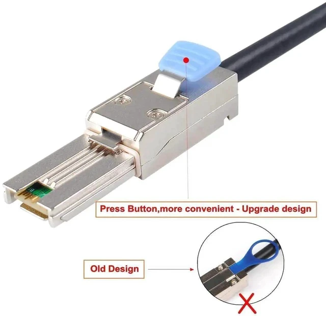 Alt view image 4 of 5 - 2 Pack SFF-8088 26Pin to 4×SFF-8482 29Pin Mini SAS Breakout Cable 1M(3.3FT), External Mini SAS Cable with Integrated Power for SAS SATA HDD SSD RAID Storage Servers