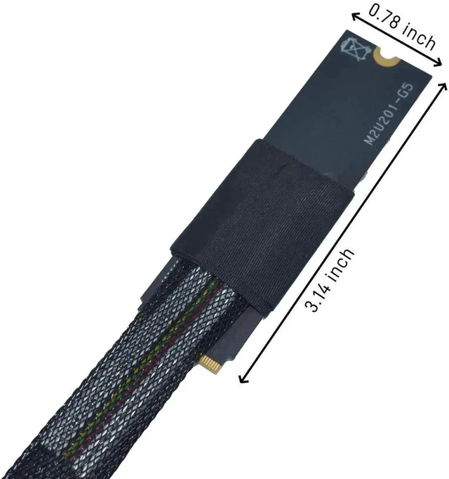 Alt view image 5 of 6 - PCIe 5.0 M.2 to U.2 Adapter Cable, M.2 NVMe to SFF-8639 U.2 SSD Converter Cord with 15Pin SATA Power, Left Side Exit, 1.6ft/50cm for Server Workstation NAS RAID Storage
