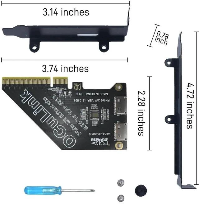 Alt view image 2 of 5 - Gen4 PCIe x8 to OCuLink SFF-8612 Adapter Card, SFF-8611 External PCIe Breakout for eGPU Dock, External Graphics Card & U.2 NVMe SSD, PCIe 4.0 x8 Host Expansion Adapter