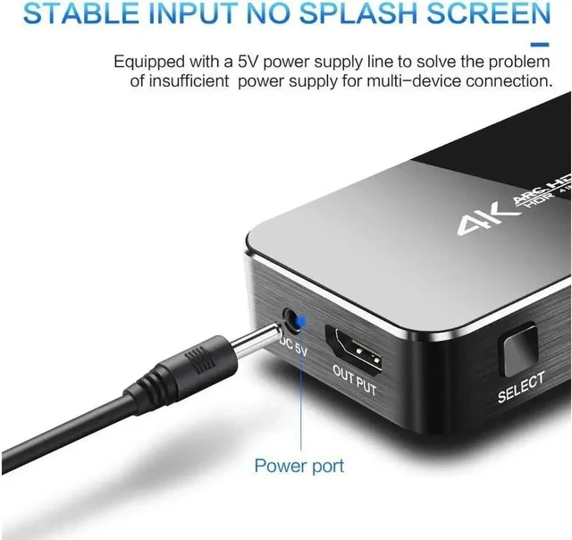 Alt view image 2 of 7 - 4 In 1 Out 4K HDMI Switch with Audio Extractor, Support ARC, IR Remote & HDR, HDMI Splitter Switcher for PS3 PS4 HDTV