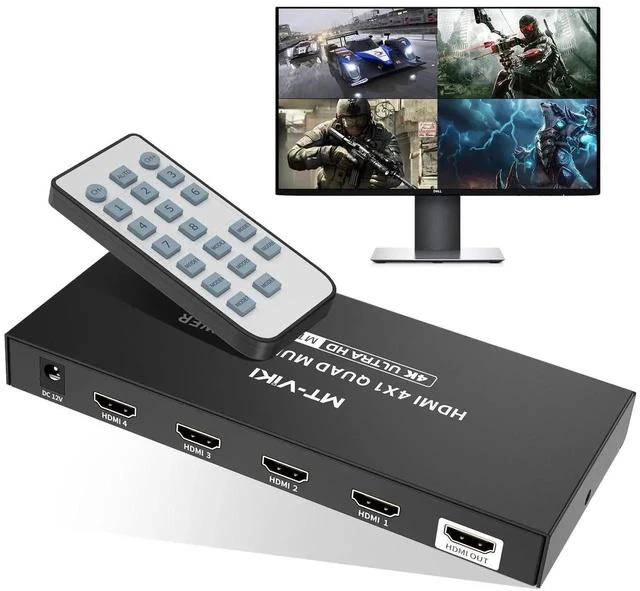 Main image of MT-VIKI 4x1 HDMI Multiviewer 4 in 1 Out with IR Remote, 4K@30Hz Seamless Quad Screen HDMI Switcher, Multi-Mode Split Screen Display for PS4 PS5, Security Cameras