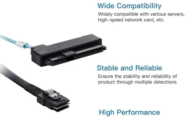 Alt view image 3 of 7 - 50cm SFF-8087 to 4 SFF-8482 Mini SAS Breakout Cable with SATA Power, 36Pin Host to Quad Hard Drive Target Wire for Server RAID Storage Array