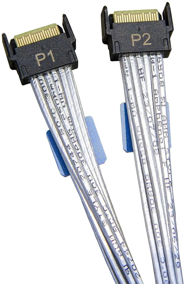 Alt view image 3 of 5 - 80CM PCIe Gen5 MCIO Splitter Cable, MCIO x8 74Pin Straight Male to Dual MCIO x4 38Pin Male Double Extension Cord, Mini Cool Edge IO High-Density Server Interconnect Cable for Multi-NVMe Storage Backpl