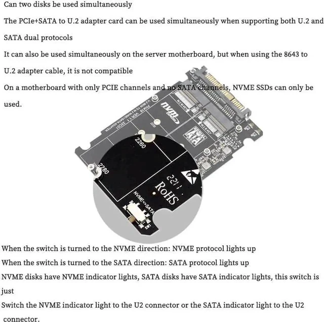 Alt view image 3 of 7 - PH416BOX 2-in-1 M.2 to U.2 SFF-8639 Adapter Card, PCIe 3.0 x4 NVMe & SATA 6Gbps Dual Protocol Converter, Supports B Key / M Key M.2 SSD 2230/2242/2260/2280, 2.5-inch U.2 SSD Storage Extension Box