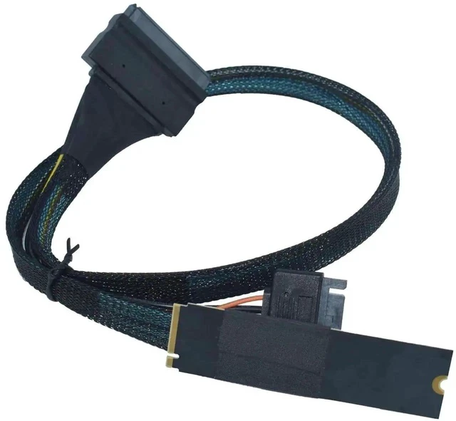 Alt view image 6 of 7 - 0.5M/1.6FT M.2 M-Key NVMe to U.2 SFF-8639 Extension Cable PCIe 4.0 x4 64Gbps with 15Pin SATA Power, for Mainboard M.2 Slot to 2.5" U.2 NVMe SSD Server Storage Docking