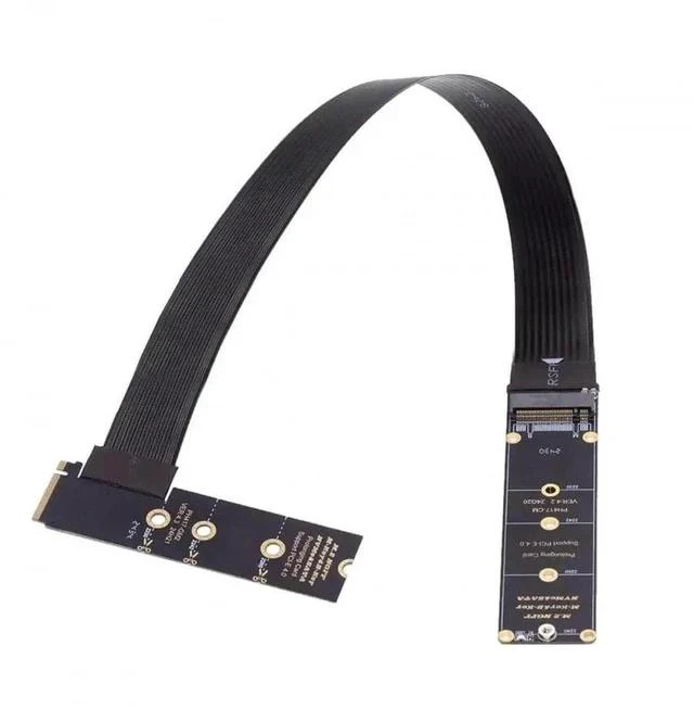 Main image of 90 Degree Right Angle PCIe 4.0 NVMe M-Key Extension Cable, NGFF M.2 Male to Female SSD Riser Cable 30CM Fits 2230 2242 2260 2280 M.2 Drives