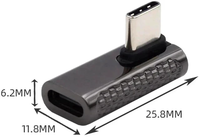 Alt view image 5 of 7 - Low Profile Right Angled USB4 Type-C Male to Female Adapter, 20Gbps Data 100W PD Charging 8K Video Converter for USB4.0 Devices