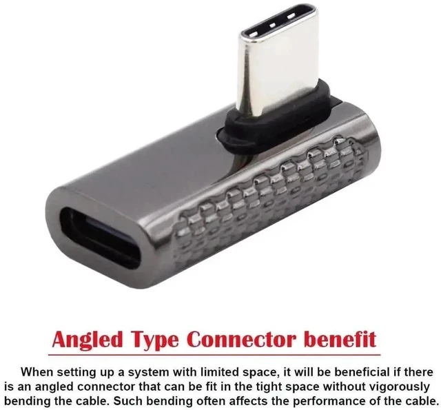 Alt view image 6 of 7 - Low Profile Right Angled USB4 Type-C Male to Female Adapter, 20Gbps Data 100W PD Charging 8K Video Converter for USB4.0 Devices