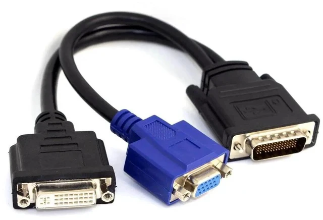 Alt view image 3 of 5 - 15cm DMS-59 Male Splitter Cable, DMS 59 Pin to Dual DVI 24+5 Female & VGA 15Pin Female Extension Cord for PC Graphics Card Multi-Monitor Setup