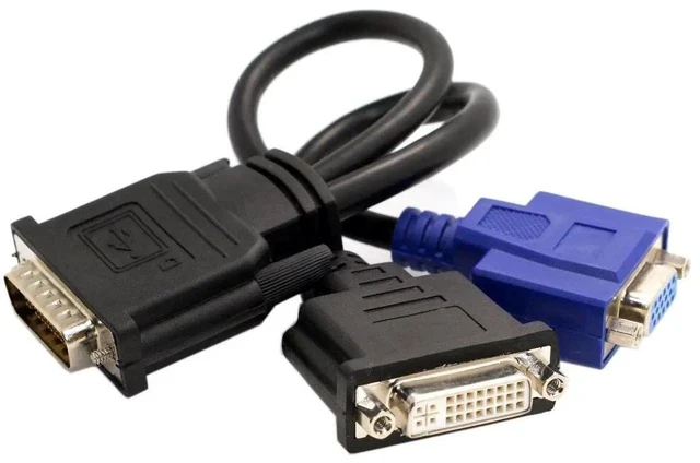Alt view image 5 of 5 - 15cm DMS-59 Male Splitter Cable, DMS 59 Pin to Dual DVI 24+5 Female & VGA 15Pin Female Extension Cord for PC Graphics Card Multi-Monitor Setup