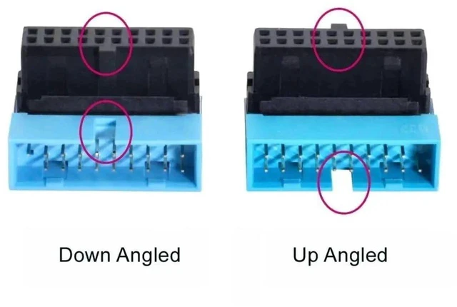 Alt view image 6 of 7 - 2 Pack 90 Degree Angled USB 3.0 Motherboard Header Adapter, 19/20 Pin Male to Female Front Panel Header Gender Changer Connector