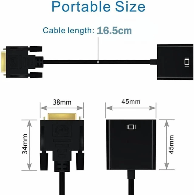 Alt view image 2 of 7 - Active DVI-D 24+1 Male to VGA Female Adapter, 1080P Full HD DVI to VGA Signal Converter for PC, Laptop, Graphics Card, Projector & HDTV
