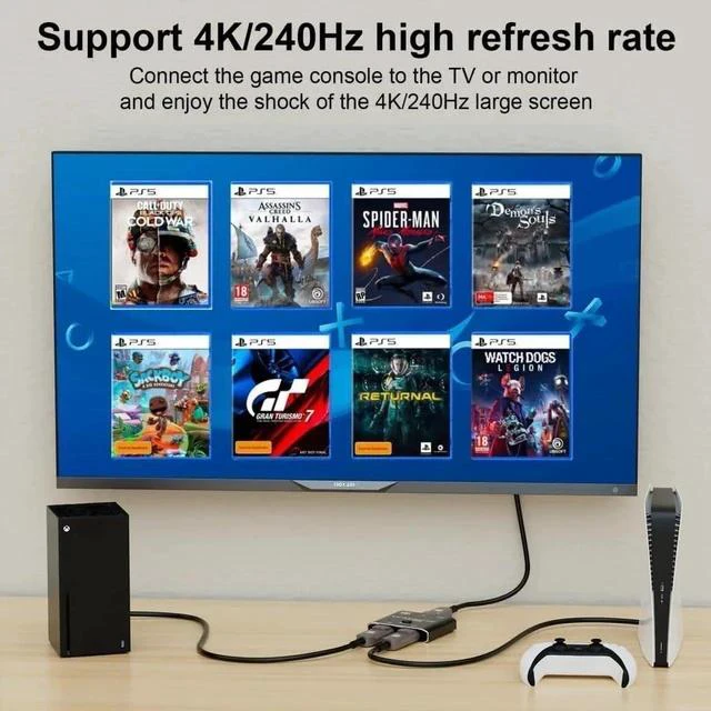 Alt view image 7 of 7 - Bi-Directional DisplayPort 2.0 2 in 1 Out Switch Splitter Hub, Support 16K@60Hz 4K@240Hz HDCP SST Extended Mode DP Video Converter