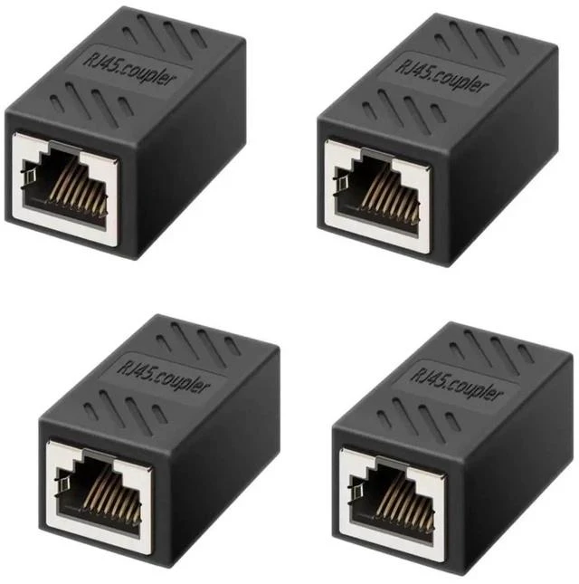 Main image of 4 Pack Female to Female RJ45 Inline Ethernet Coupler, Gigabit LAN Cable Extender Connector Compatible with Cat5 Cat5e Cat6 Cat7 Network Wires for Home Office Wiring Extension