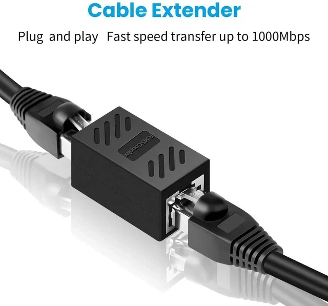 Alt view image 5 of 7 - 4 Pack Female to Female RJ45 Inline Ethernet Coupler, Gigabit LAN Cable Extender Connector Compatible with Cat5 Cat5e Cat6 Cat7 Network Wires for Home Office Wiring Extension