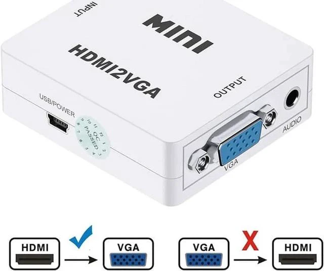 Main image of HDMI to VGA Converter Adapter with 3.5mm Stereo Audio Jack, Full HD 1080P 1920x1080 Resolution, Digital HDMI to Analog VGA Adapter for Laptop, Desktop, HDTV, Monitor, Projector