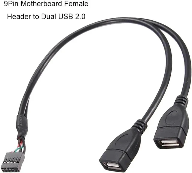 Alt view image 4 of 6 - 11.81 Inch Motherboard 9Pin USB2.0 Splitter Cable, Single 9Pin Header to Dual USB 2.0 Female Internal Extension Adapter Wire